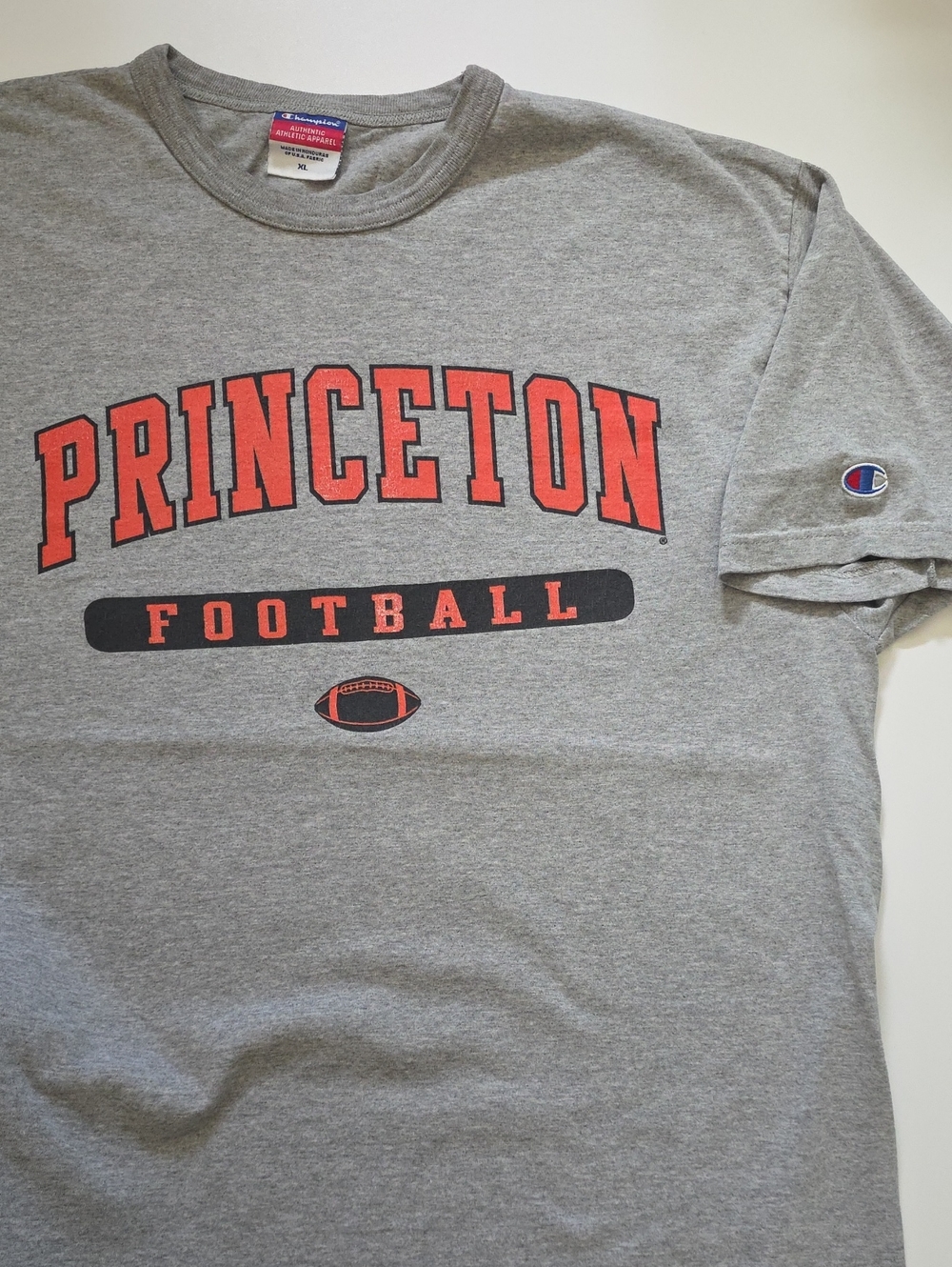 Champion Gray Princeton Football Short Sleeve Tee with Orange Print